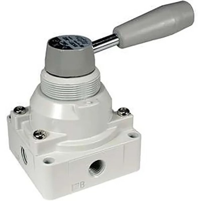 SMC Handle Pneumatic Manual Control Valve VH Series, NPT G 1/4, 4/3 Function, Red Red Handle VH201-F02