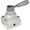 SMC Handle Pneumatic Manual Control Valve, VH Series, NPT Rc 1/4, 4/2 Valve Function, Red Control Button VH202-02