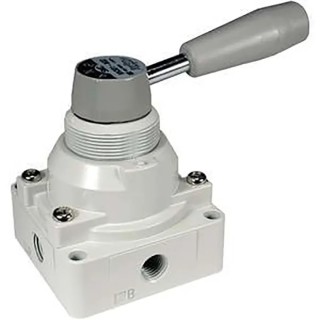 SMC Handle Pneumatic Manual Control Valve, VH Series, NPT Rc 1/4, 4/2 Valve Function, Red Control Button VH202-02