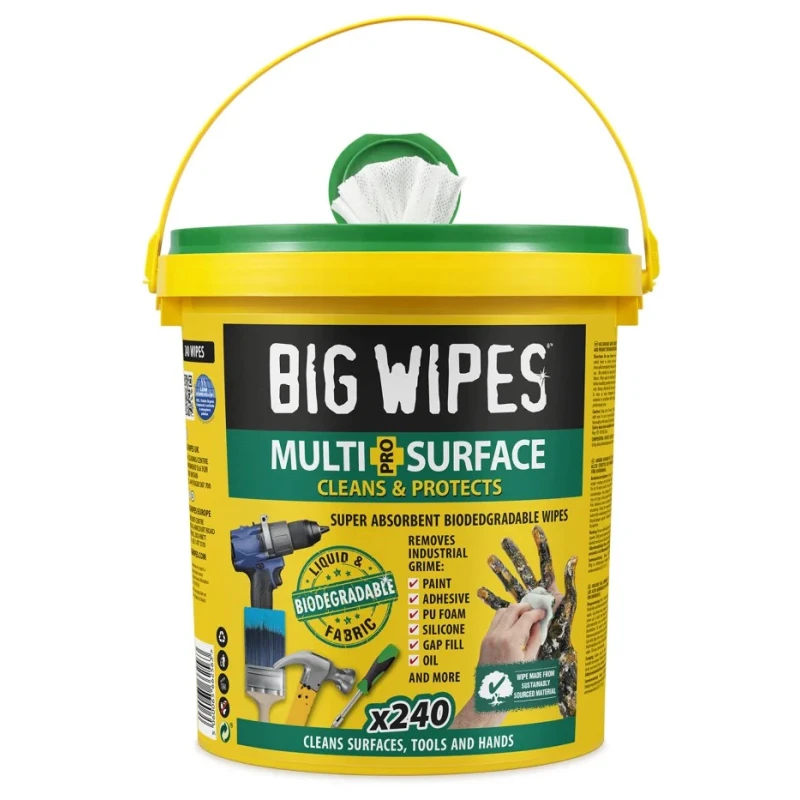 Big Wipes XL SUPER TOWELS PRO Biodegradable Wet Wipes 200 x 300 mm 240 Per Pack 2447 0000