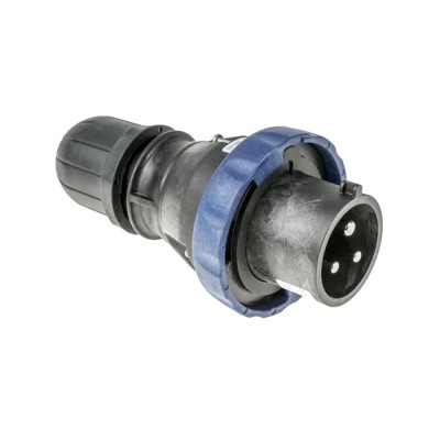 Scame Blue Cable Mount 2P+PE Straight Power Connector IECEx/ATEX 32A 200V 250V IP66 OPTIMA-EX(GD) IP66