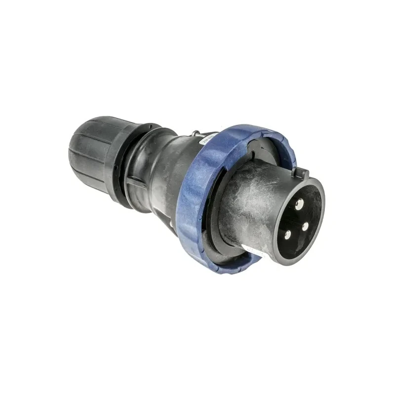 Scame Blue Cable Mount 2P+PE Straight Power Connector IECEx/ATEX 32A 200V 250V IP66 OPTIMA-EX(GD) IP66