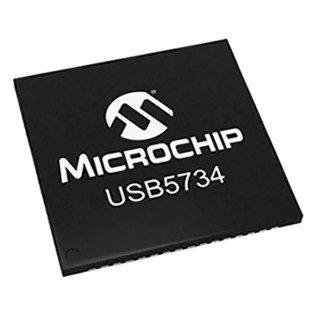 Microchip Controller IC USB 3.0, 1-Channel 5 Gbps, 3.6V, 1.2V, 64-Pin SQFN USB5734-I/MR