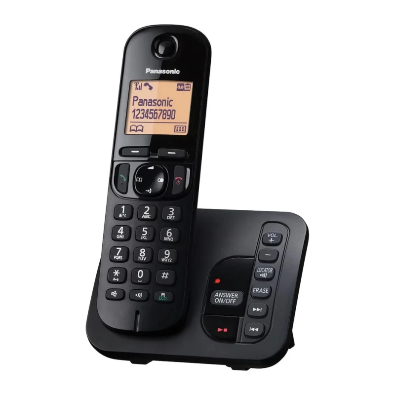 Panasonic Cordless Black Telephone Desktop Handset with 1.6in Backlit LCD Display DECT Caller ID Speakerphone TGC220E