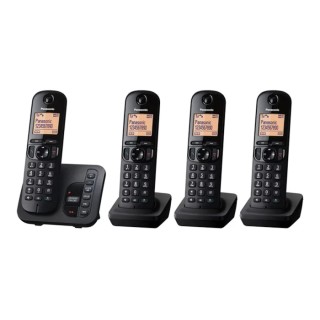 Panasonic Cordless Black Telephone DECT with 18-Minute Answer Machine, Caller ID, Speakerphone TGC224