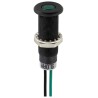 Sloan Green Panel Mount Indicator, 28V, 20mA, Lead Wire Termination, IP68, Prominent Bezel Black 348811G1G81NCL1