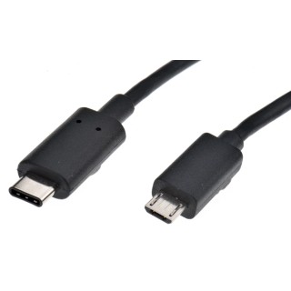 RS PRO USB Cable Male USB Type C to Male Micro USB Type B Black 1 m 895-0509