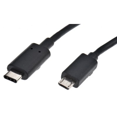 RS PRO USB Cable Male USB Type C to Male Micro USB Type B Black 1 m 895-0509