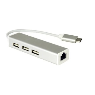 RS PRO USB Ethernet Adapter USB 3.1 with 3 USB Ports White 895-0530