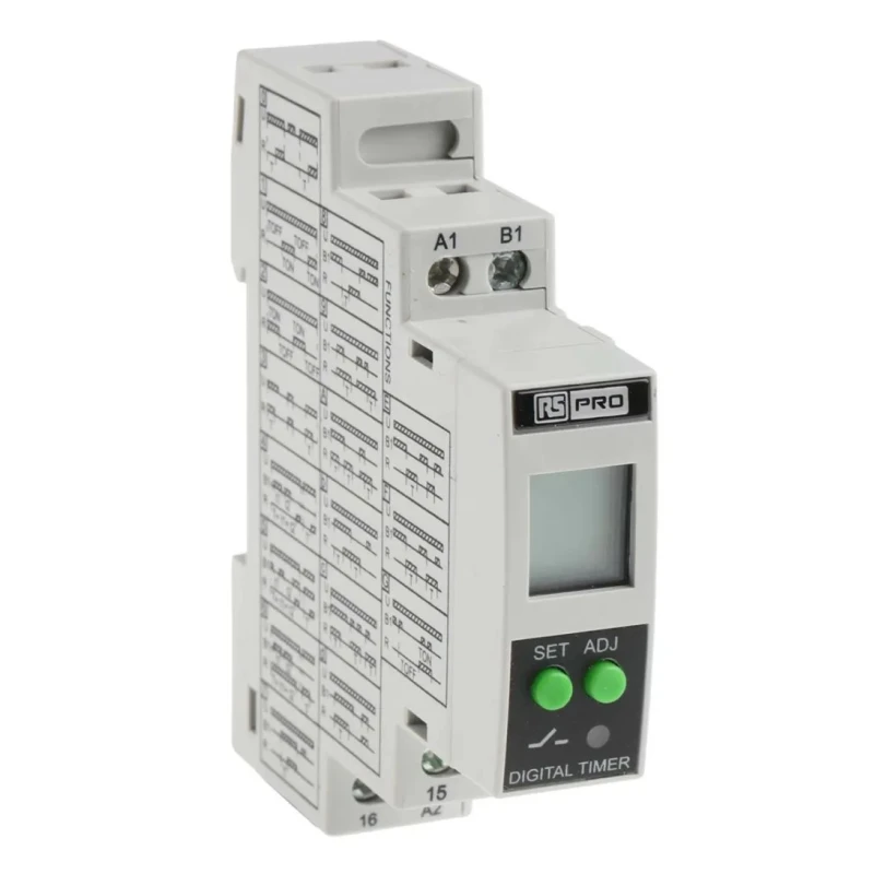 RS PRO DIN Rail Timer Relay, 1-Contact, 24 V DC/AC, 240 V AC, 0.1 s to 999 h Multifunction SPDT Switch 896-6863