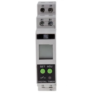 RS PRO DIN Rail Timer Relay, 2-Contact, DPST Switch, 24 V dc/ac, 240 V ac, Multifunction, Time Range 0.1 s to 999 h 896-6860