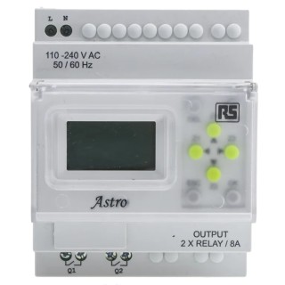 RS PRO Astronomical Timer 2-Channel Digital Time Switch 240V AC 896-6882