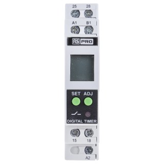 RS PRO DIN Rail Multifunction Timer Relay, 2-Contact, 24 V dc/ac to 240 V ac/dc, 0.1 s to 999 h, DPST Switch 896-6866