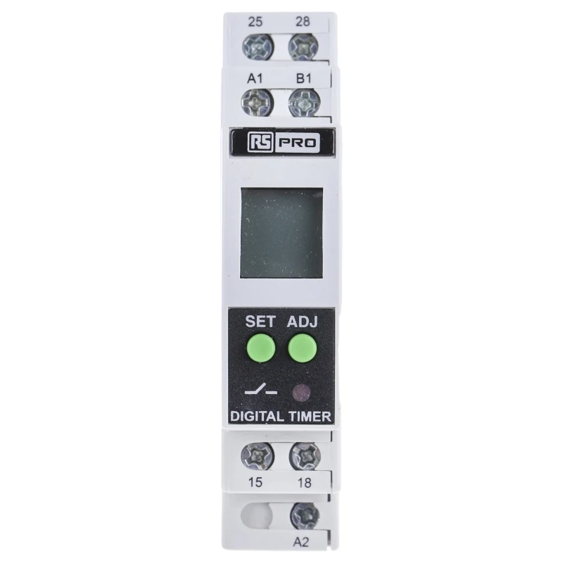RS PRO DIN Rail Multifunction Timer Relay, 2-Contact, 24 V dc/ac to 240 V ac/dc, 0.1 s to 999 h, DPST Switch 896-6866