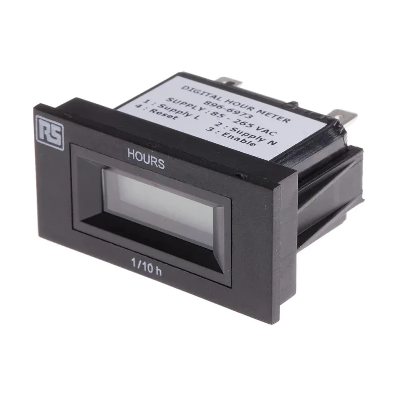 RS PRO Hour Meter 6 Digit LCD 85-265V AC, Remote Reset, Flush Panel Mount 896-6973