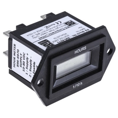 RS PRO Hour Meter Counter 6 Digit LCD 10-80 V DC Remote Reset Flush Panel Mount 896-6970