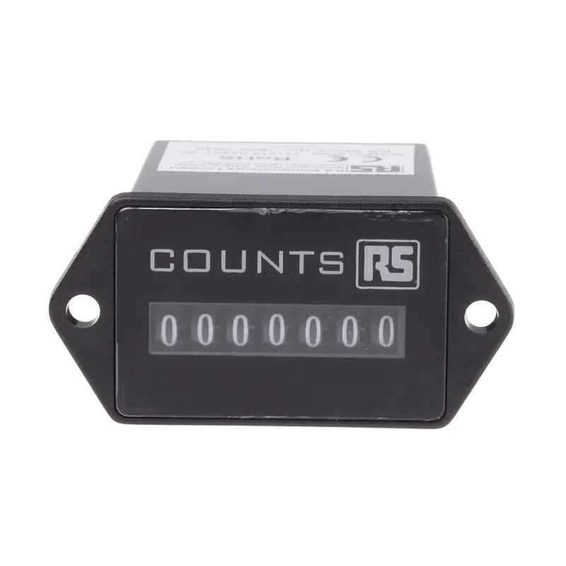RS PRO 7 Digit Electromechanical Impulse Counter 3.6mm Height Panel Mount 12 V DC or 24 V DC 896-7043