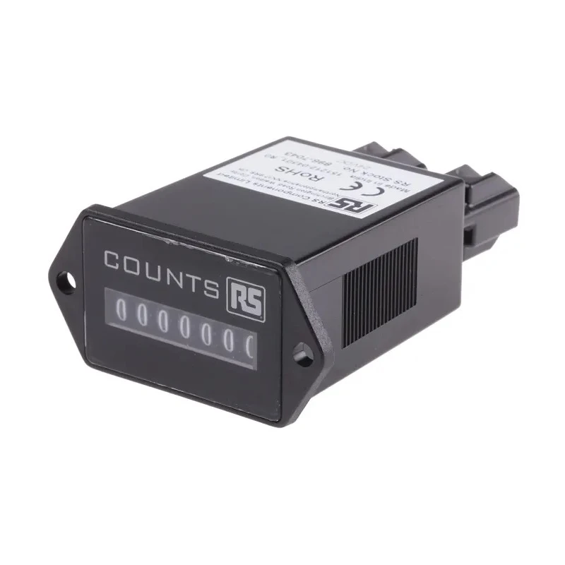 RS PRO 7 Digit Electromechanical Impulse Counter 3.6mm Height Panel Mount 12 V DC or 24 V DC 896-7043