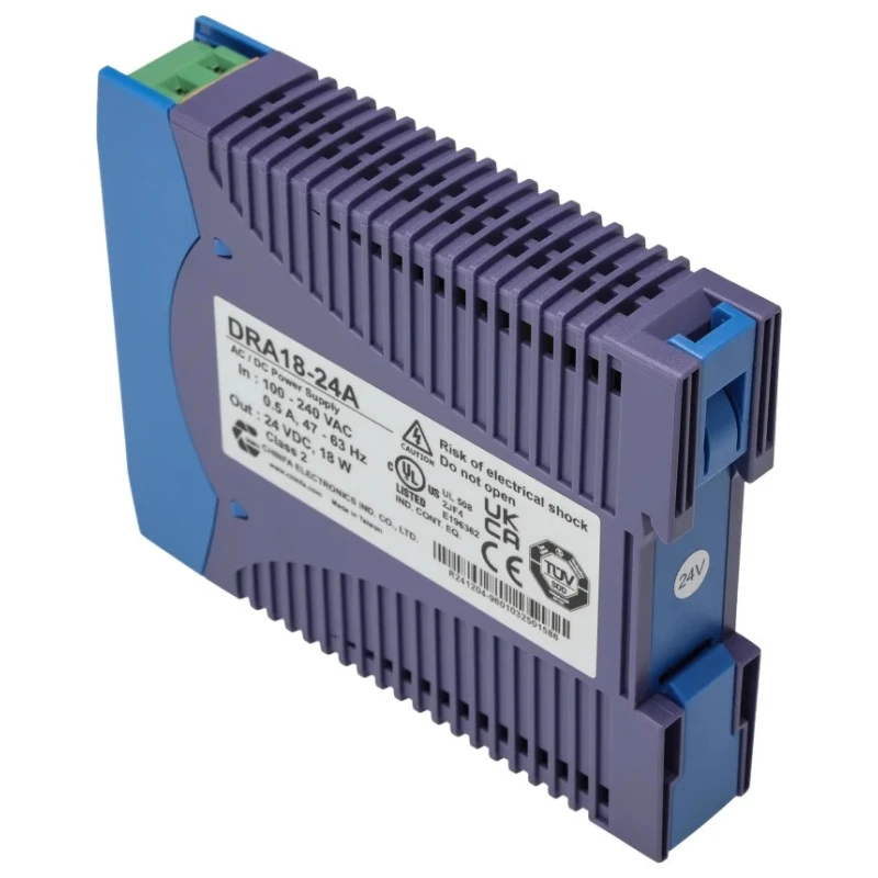 Chinfa DRA18 DIN Rail Power Supply 264V AC Input 24V DC, 750mA Output, 18W Power DRA18