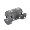 Huco Precision Bellows Flexible Coupler Clamp Style 82 mm OD, 91 mm Length, Aluminium Hub, Stainless Steel 592.82.5858