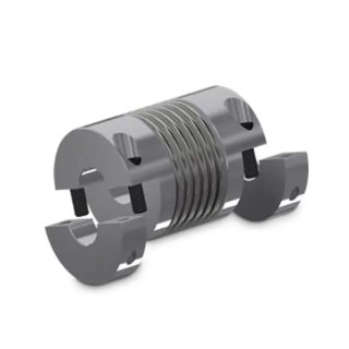 Huco Precision Bellows Flexible Coupler Clamp Style 82 mm OD, 91 mm Length, Aluminium Hub, Stainless Steel 592.82.5858