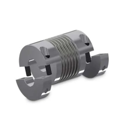 Huco Precision Bellows Flexible Coupler Clamp Style 82 mm OD, 91 mm Length, Aluminium Hub, Stainless Steel 592.82.5858
