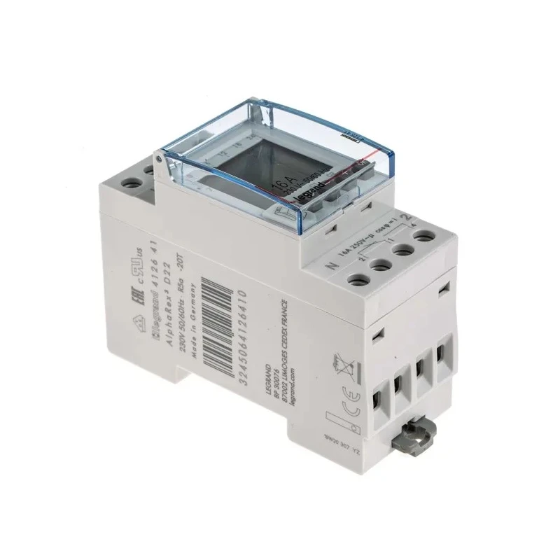 Legrand Digital DIN Rail Time Switch, 2-Channel, 230V AC, 5-Year Battery Life, Backlit Graphic Display, Model 4 126 41