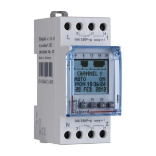 Legrand Digital DIN Rail Time Switch 2-Channel 230V AC 4 126 57