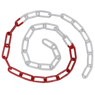 RS PRO White Red Steel Barrier Chain, 15 m Length, 6 mm Diameter, Heavy-Duty Chain Barrier 898-7157