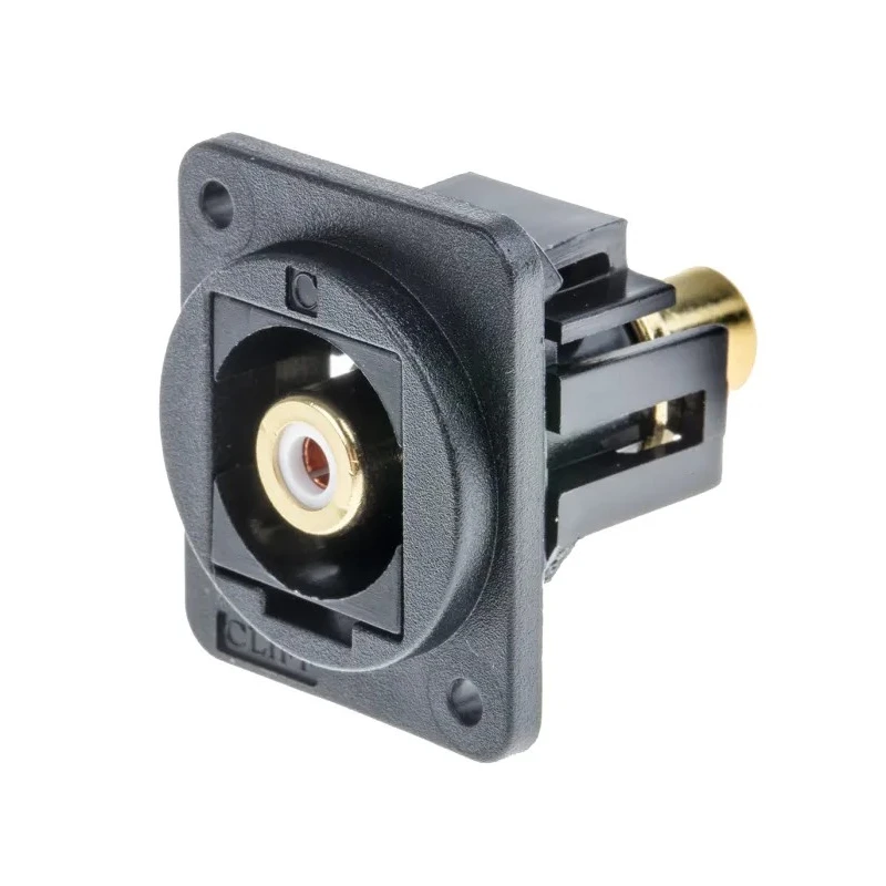 RS PRO Black Straight Panel RCA Socket, 10A, 60V, Female, Nickel Plated Contact 898-7627