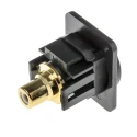 RS PRO Black Straight Panel RCA Socket, 10A, 60V, Female, Nickel Plated Contact 898-7627
