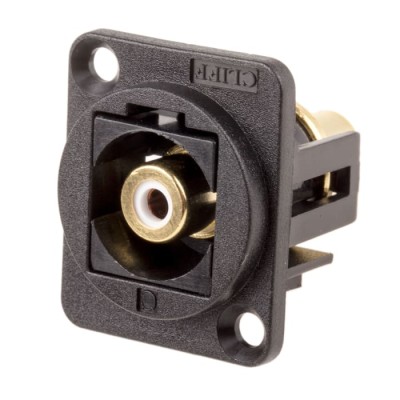 RS PRO Black Straight Panel RCA Socket Nickel Plated 10A 898-7624