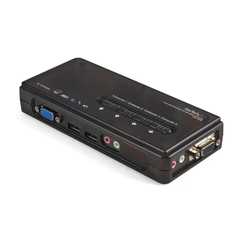 StarTech.com 4 Port USB VGA KVM Switch Single Display 3.5 mm Stereo Audio 2048 x 1536 Pixels SV411KUSB