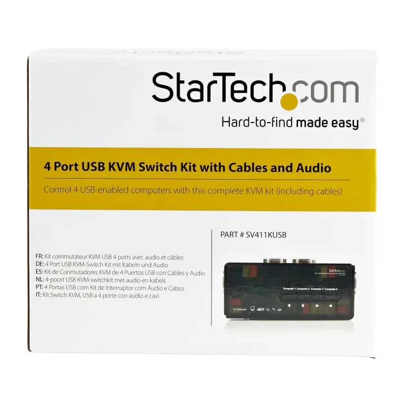 StarTech.com 4 Port USB VGA KVM Switch Single Display 3.5 mm Stereo Audio 2048 x 1536 Pixels SV411KUSB
