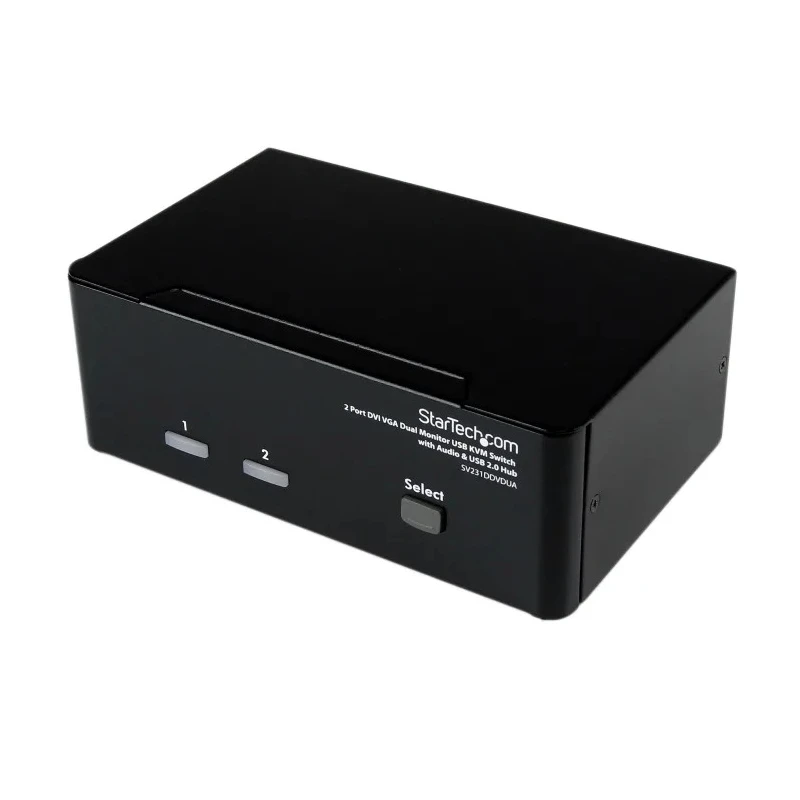 StarTech.com 2 Port 2 Displays USB DVI KVM Switch 3.5 mm Stereo Audio 1920 x 1200 Pixel Maximum Resolution SV231DDVDUA