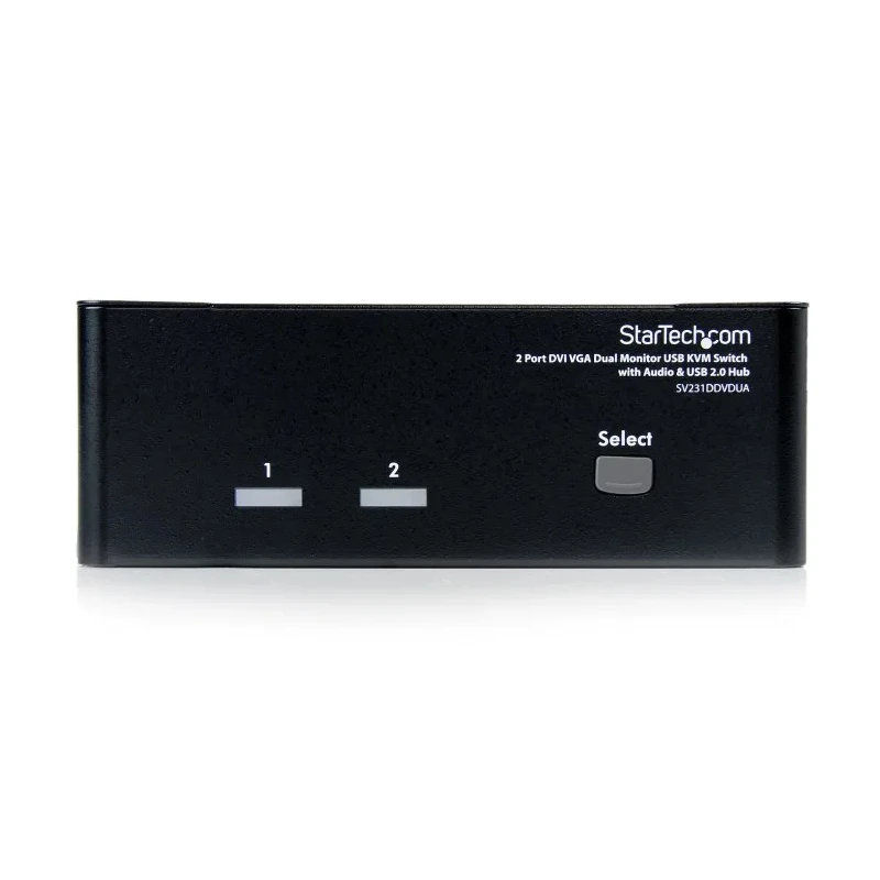 StarTech.com 2 Port 2 Displays USB DVI KVM Switch 3.5 mm Stereo Audio 1920 x 1200 Pixel Maximum Resolution SV231DDVDUA