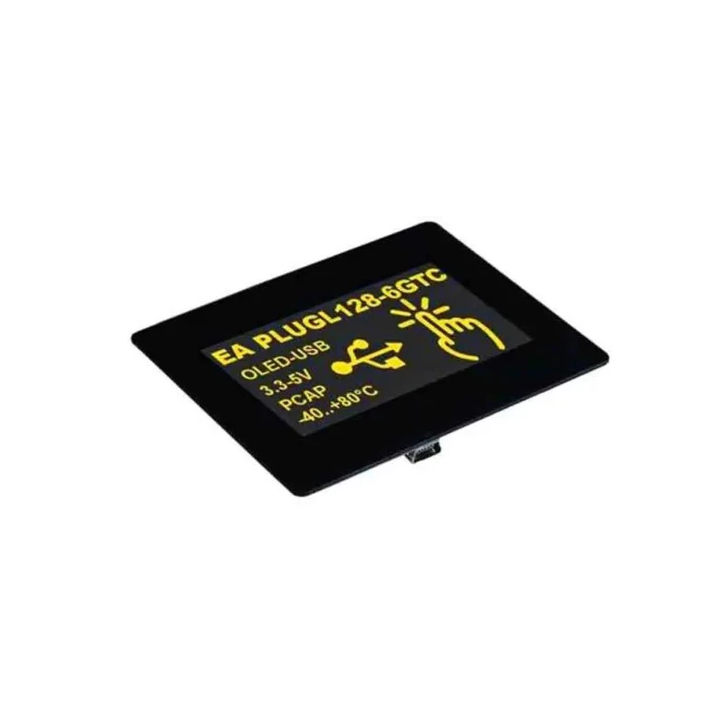 Display Visions 2.9 in Yellow OLED Display 128 x 64 Pixel Graphics I2C RS232 SPI USB EA PLUGL128-6GTCZ
