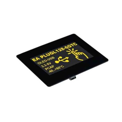 Display Visions 2.9 in Yellow OLED Display 128 x 64 Pixel Graphics with I2C, RS232, SPI, USB EA PLUGL128-6GTC