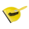 RS PRO Yellow Dustpan and Brush for Cleaning Plastic Bristle Rubber Lip Hanging Hook 898-8214