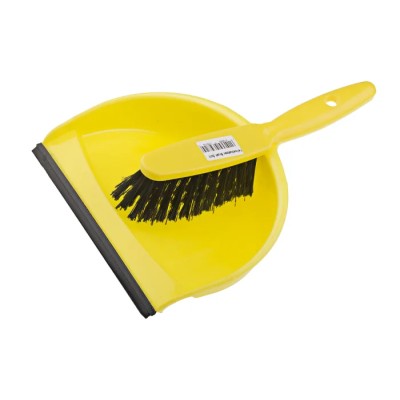 RS PRO Yellow Dustpan and Brush for Cleaning Plastic Bristle Rubber Lip Hanging Hook 898-8214