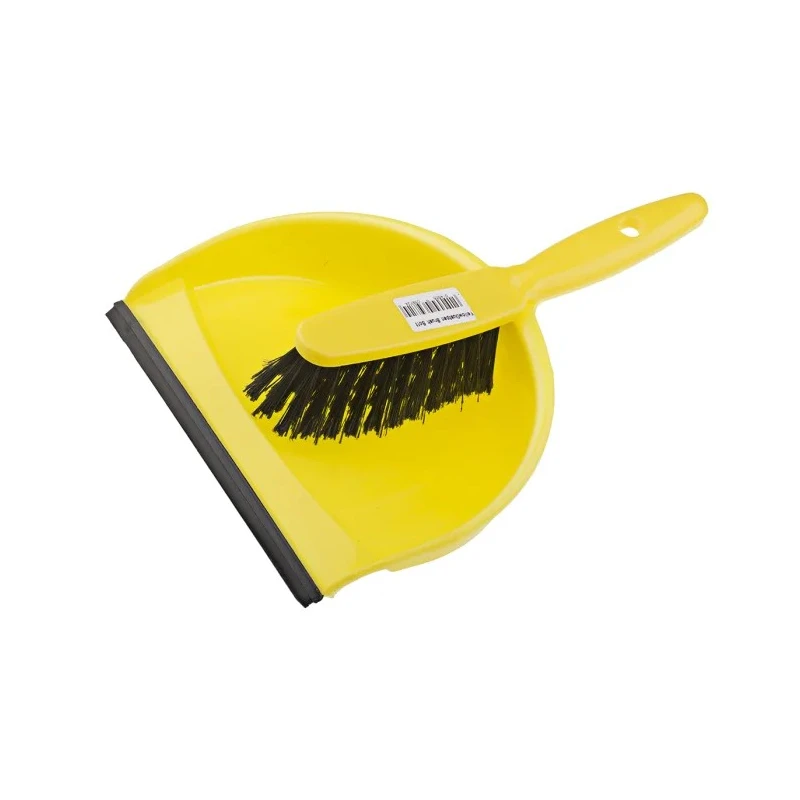 RS PRO Yellow Dustpan and Brush for Cleaning Plastic Bristle Rubber Lip Hanging Hook 898-8214