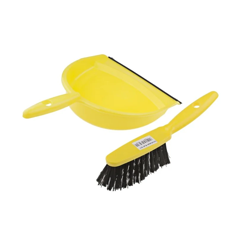 RS PRO Yellow Dustpan and Brush for Cleaning Plastic Bristle Rubber Lip Hanging Hook 898-8214