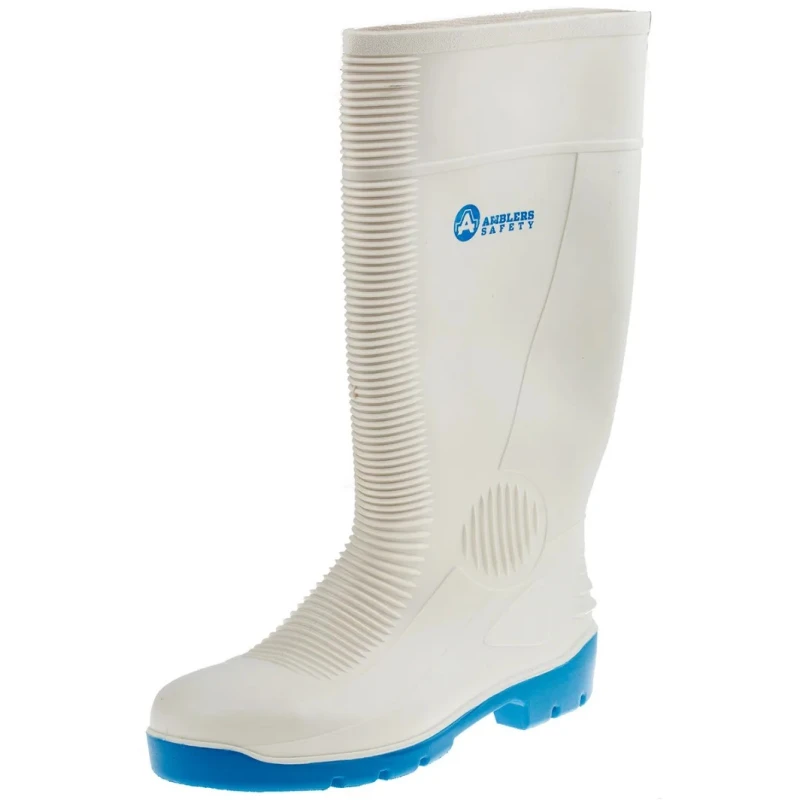 Amblers White Steel Toe Capped Unisex Safety Boots, Pull-On, EN ISO 20345 Certified, Size UK 8 EU 42 FS98