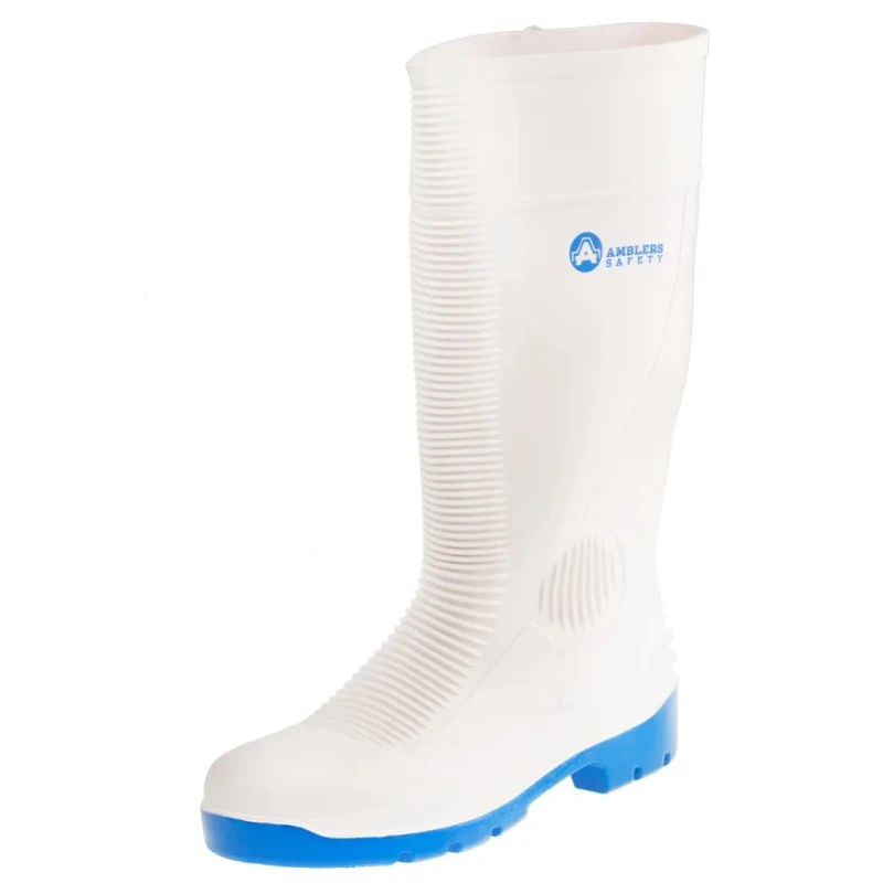 Amblers White Steel Toe Capped Unisex Safety Boots , Size EU 43, Size UK 9, Size US 10, Pull-On PVC Upper and Sole, EN FS98