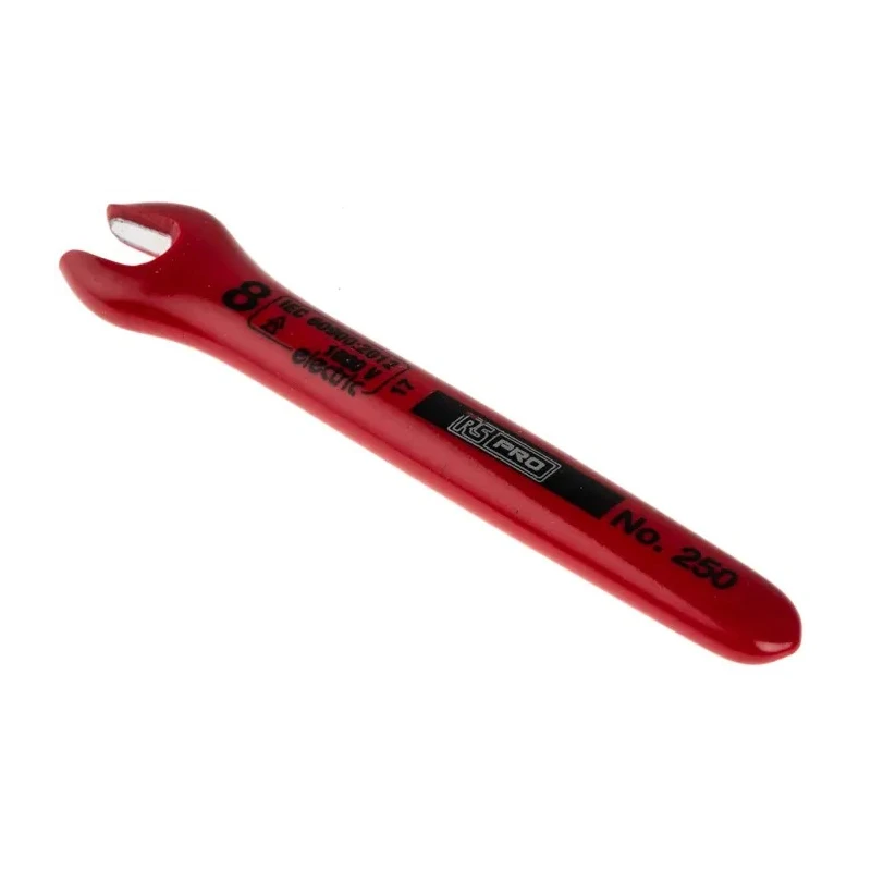 RS PRO Insulated Open End Spanner Metric, 150mm Overall Length, 8 mm Size, Chrome Vanadium Steel, IEC 60900, Model 197-3794