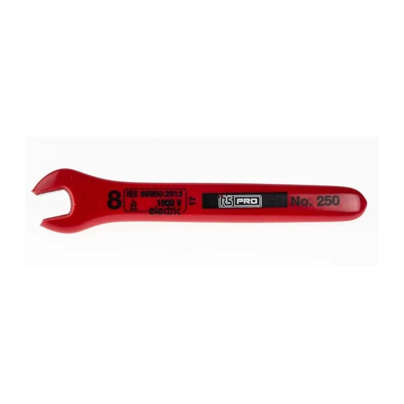 RS PRO Insulated Open End Spanner Metric, 150mm Overall Length, 8 mm Size, Chrome Vanadium Steel, IEC 60900, Model 197-3794