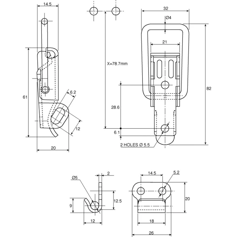 Savigny Stainless Steel Lockable Toggle Latch 82mm Length 32mm Width 20mm Depth 40024 IB