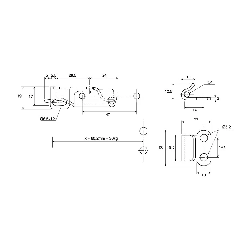 Savigny Stainless Steel Lockable Toggle Latch 82mm Length 32mm Width 20mm Depth 40024 IB