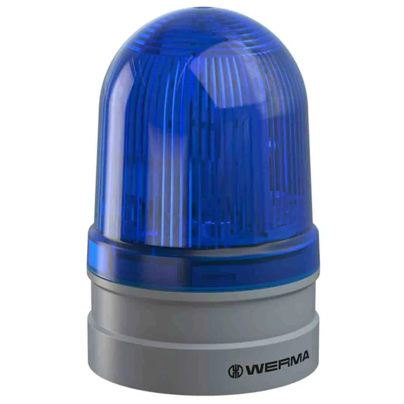 Werma EvoSIGNAL Midi Series Blue Beacon 24V Blink LED Bulb, Permanent Base, IP66 261.510.70