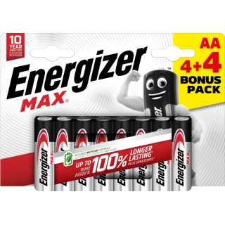 Energizer MAX Zinc Manganese Dioxide Alkaline AA Battery 1.5 V 2.5 Ah 8 Pack 7638900437744